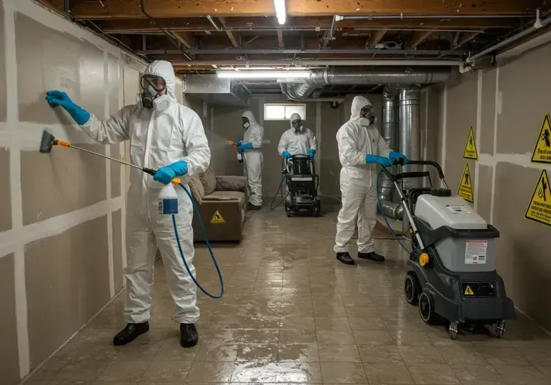 Basement Moisture Removal and Structural Drying process in Center Line, MI